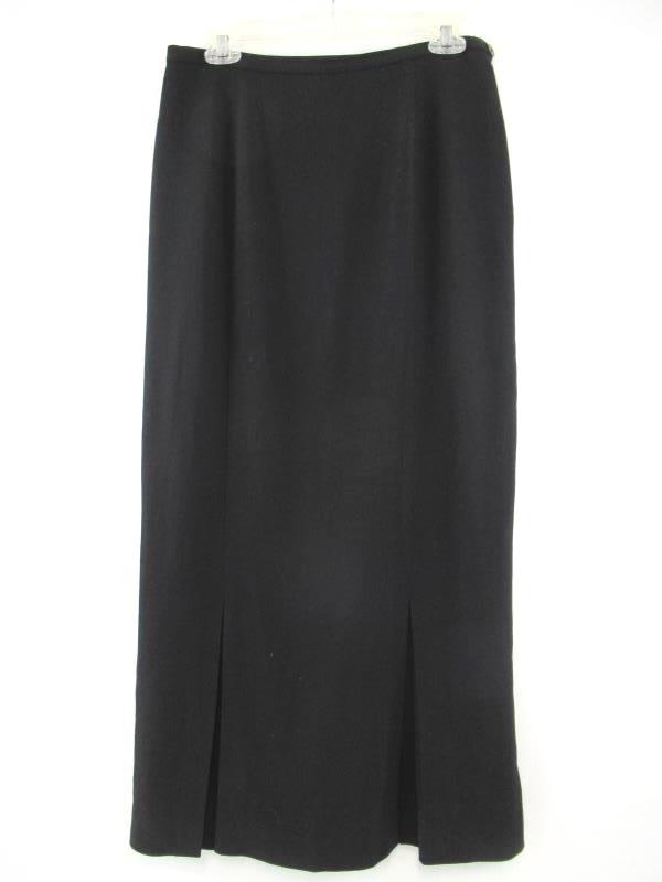 Doncaster Skirt Black Lined Long Flat Front 100% Wool Women's Size 8