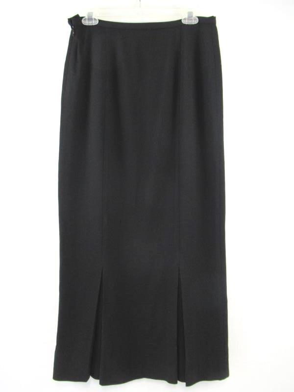 Doncaster Skirt Black Lined Long Flat Front 100% Wool Women's Size 8