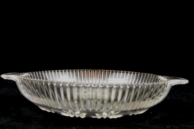 Vintage Pressed Glass Candy Nut Mint Bon Bon Dish With Handles Floral Design