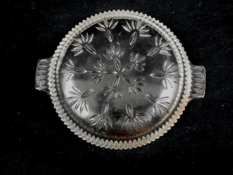 Vintage Pressed Glass Candy Nut Mint Bon Bon Dish With Handles Floral Design