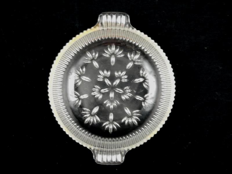 Vintage Pressed Glass Candy Nut Mint Bon Bon Dish With Handles Floral Design