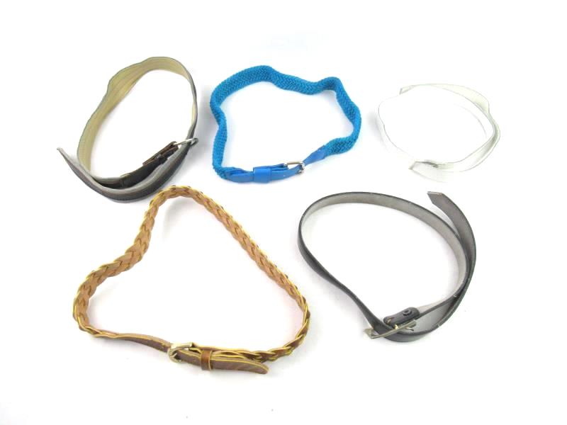 Lot of 5 Women's Belts Vintage Fashion Belts Brown Blue Black Faux Leather