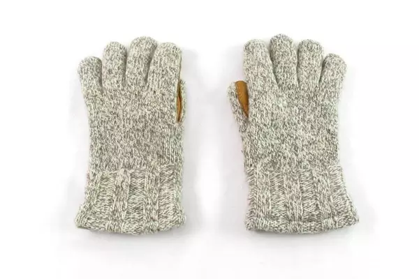 Vintage Sta-Soft Deerskin Hyde Leather Knit Gloves Size Large Brown Cream