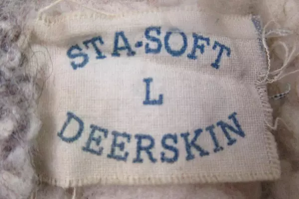 Vintage Sta-Soft Deerskin Hyde Leather Knit Gloves Size Large Brown Cream