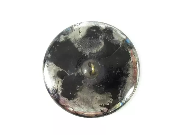 Antique Metal Button Bejeweled Lavender Tint Flower with Dots on Border 1.5 Inch