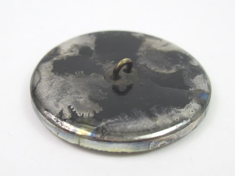 Antique Metal Button Bejeweled Lavender Tint Flower with Dots on Border 1.5 Inch
