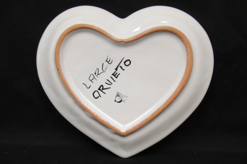 Larce Orvieto Hand Painted Ceramic Trinket Tray Heart Shaped Bird Pattern