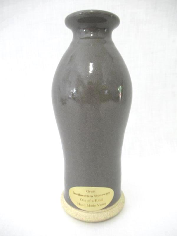 Great Northwestern Stoneware Vase Gray Beige Handmade Pottery 7 in