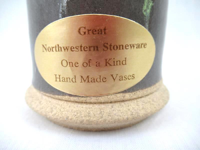 Great Northwestern Stoneware Vase Gray Beige Handmade Pottery 7 in