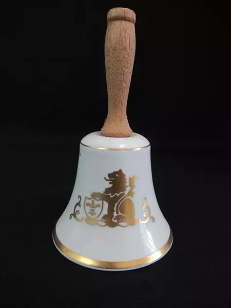 Vintage Pickard Bell China Lion White w/ Gold Accents Wooden Handle Danbury Mint