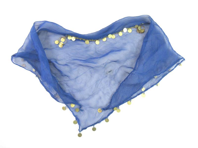 Blue Mesh Belly Dancing Belt Accessory Bronze Metal Noise Triangle Shape