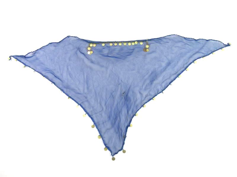 Blue Mesh Belly Dancing Belt Accessory Bronze Metal Noise Triangle Shape