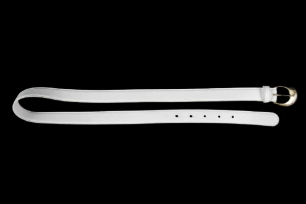 Vintage Milor Women's Fashion Belt Size M/L White Faux Leather Gold Toned Buckle