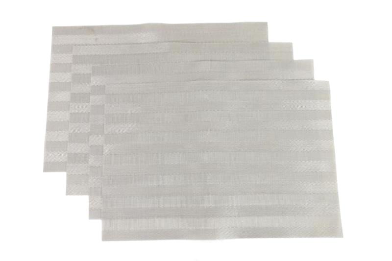 Set of 4 Woven Vinyl Plastic Placemats Easy Clean Silver Striped Summer Hosting