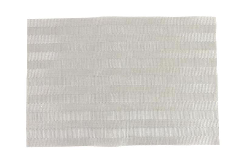 Set of 4 Woven Vinyl Plastic Placemats Easy Clean Silver Striped Summer Hosting