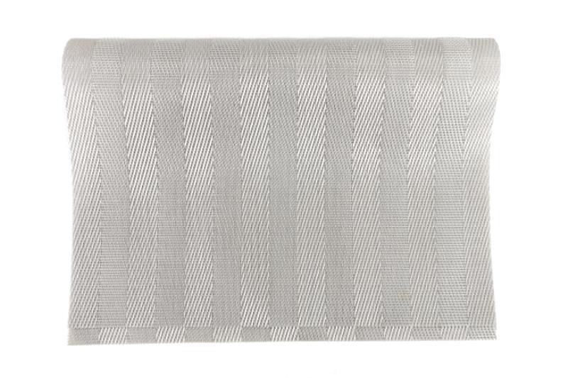 Set of 4 Woven Vinyl Plastic Placemats Easy Clean Silver Striped Summer Hosting