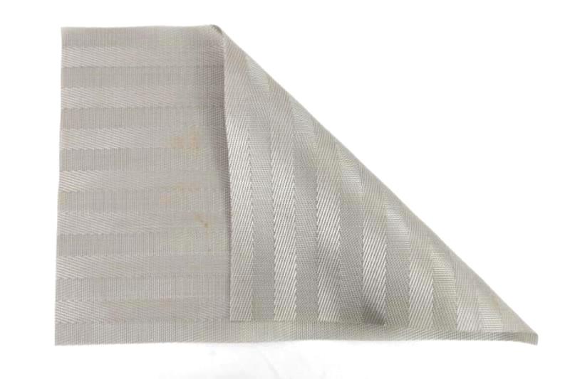 Set of 4 Woven Vinyl Plastic Placemats Easy Clean Silver Striped Summer Hosting