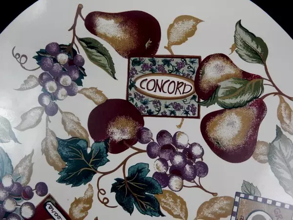 Set of 2 Vintage Vinyl Placemats Fruit Theme Granny Smith Apples Concord Grapes
