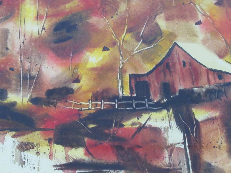 Framed Signed Marge Stephan Watercolor Print Of An Old Barn
