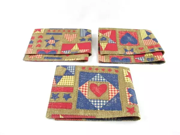 Set of 3 Placemats Patriotic Red White Blue Stars Hearts Rustic July 4th