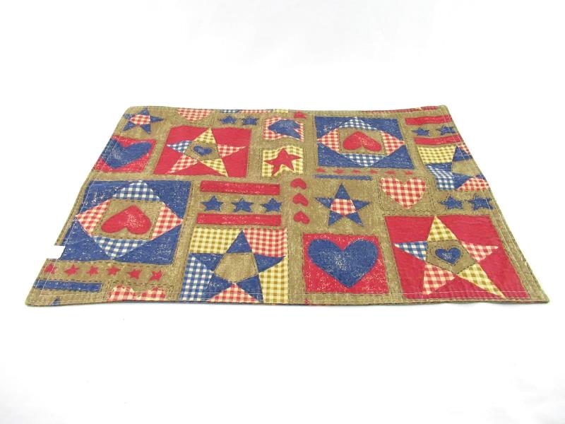 Set of 3 Placemats Patriotic Red White Blue Stars Hearts Rustic July 4th