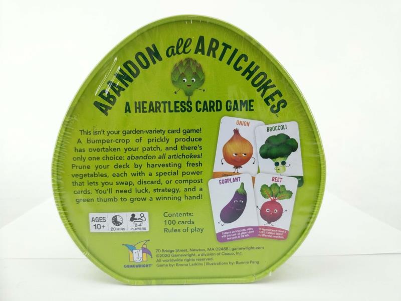 Abandon All Artichokes: A Heartless Card Game from GameWright New Sealed in TIn