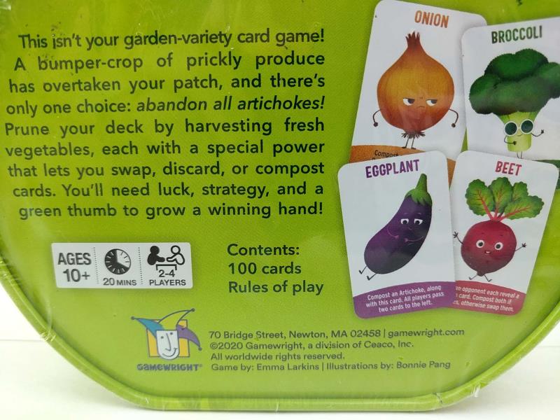Abandon All Artichokes: A Heartless Card Game from GameWright New Sealed in TIn