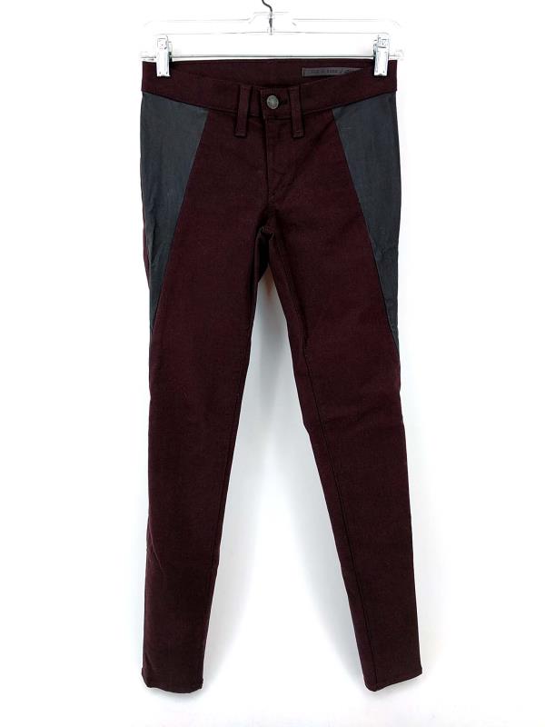 Rag And Bone Pop Leggings Skinny Jeans Wine Color With Black Leather Size 25