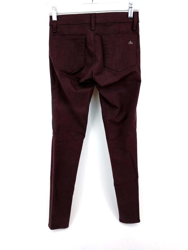 Rag And Bone Pop Leggings Skinny Jeans Wine Color With Black Leather Size 25