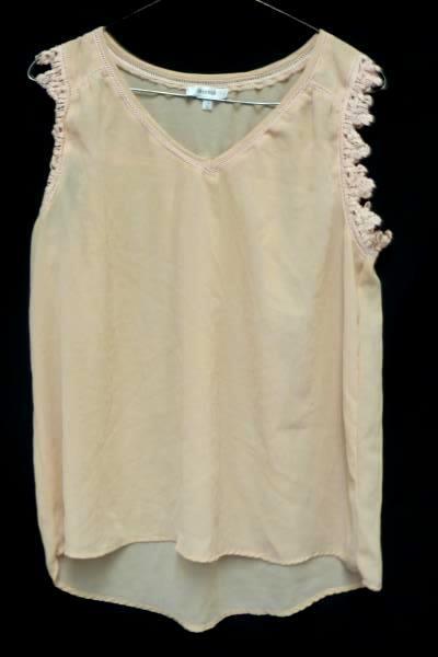 Marisol Pink Sheer Hi Low Embroidered Sleeveless Top Blouse Women's L