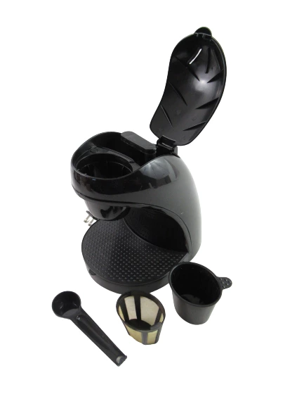 Brentwood TS-112B Single Cup Black Coffee Maker Porcelain White Mug