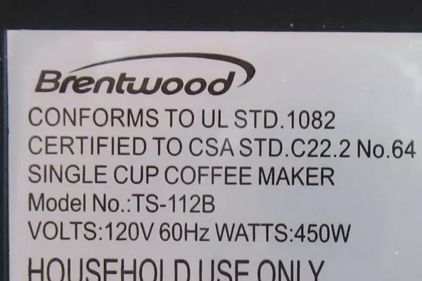 Brentwood TS-112B Single Cup Black Coffee Maker Porcelain White Mug