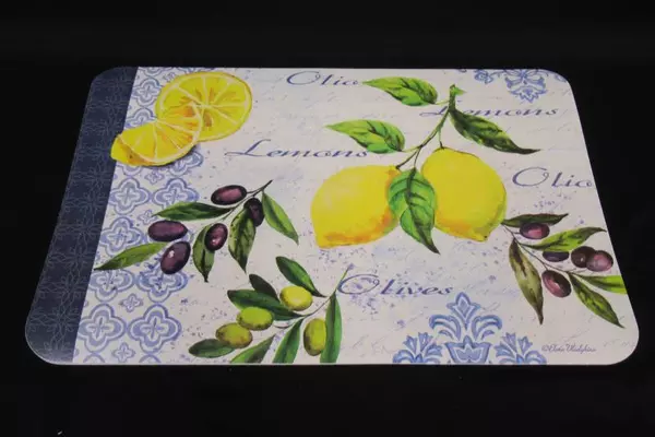 CounterArt Lemons & Olives Placemats Summer Hosting Parties Elena Valdykina