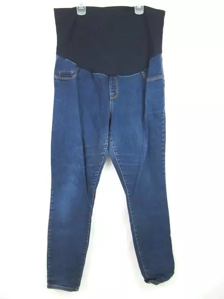 Liz Lange Maternity Women's Jeans Dark Blue Denim Skinny Comfort Panel Size L