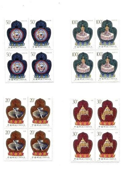 1995-16 China 4 Blocks of 4 Unused Cultural Relics of Tibet Stamps Set MNH