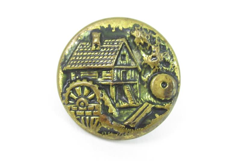Lot of 3 Vintage Brass Shank Buttons Grist Mills