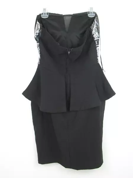 Deb Black Strapless Mini Dress Women's Size Small Black Sequins Mesh Accent