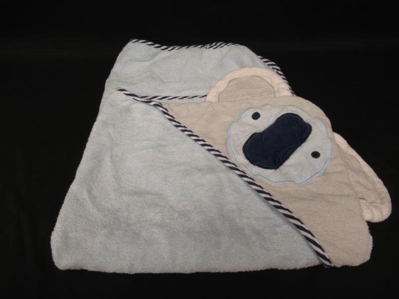 Lot of 2 Hooded Baby Towels Baby Lounge Cloud Island Blue White