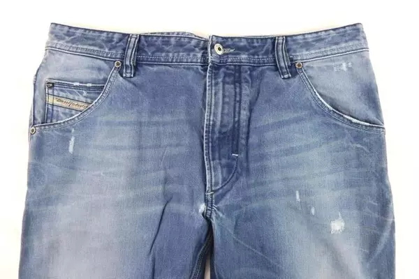 Diesel Distressed Blue Jeans Men's Size 32 Light Wash Straight Fit Denim Frayed