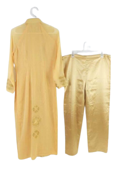 Golden Yellow Women's Halloween Costume Outfit Top Pants Size XS Eastern Themed