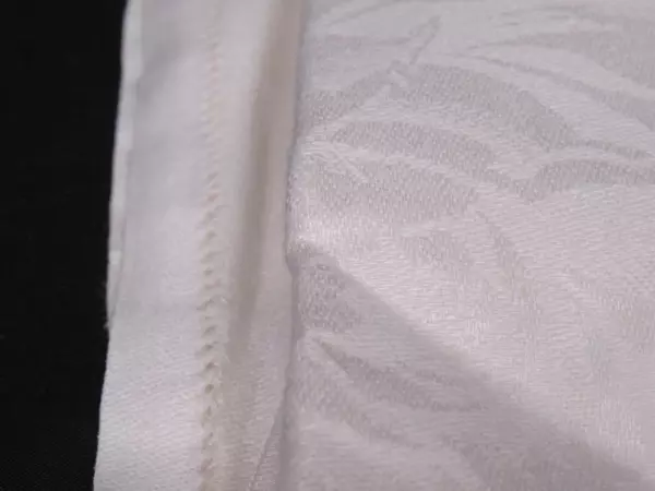 Vintage Cream Rectangular Table Cloth With Satin Rose Pattern Straight Hems
