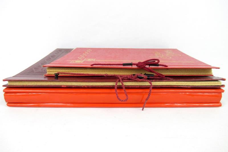 Lot of 3 Vintage Scrap Book Orange Red Canvas Textured Unused Pages