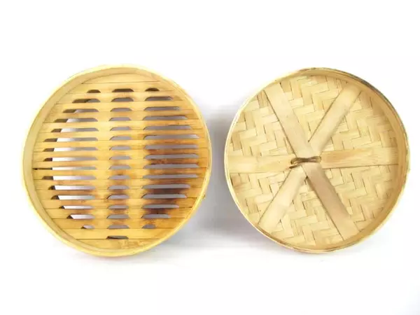 3 Piece Bamboo Steamer Set Cooking With Lid Rice Veggies Slotted Lid Stacking