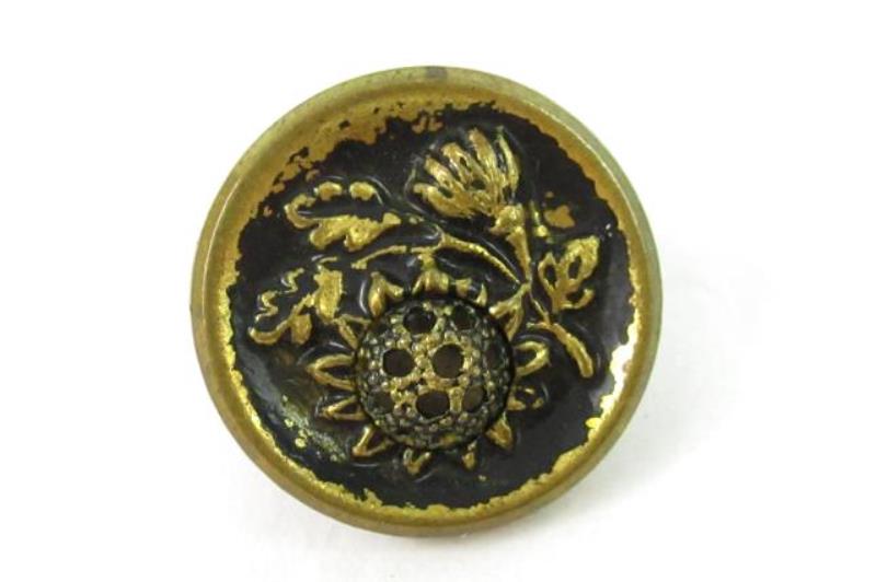 Lot of 2 Vintage Brass Shank Buttons Sunflowers Small
