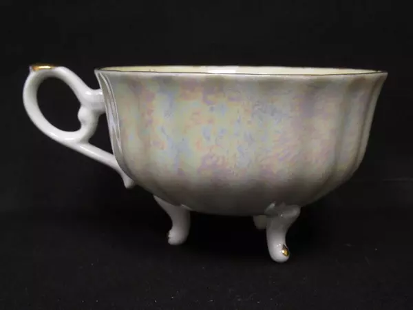 Vtg Royal Halsey Very Fine China and Cup Saucer Pearlescent White Yellow Rose