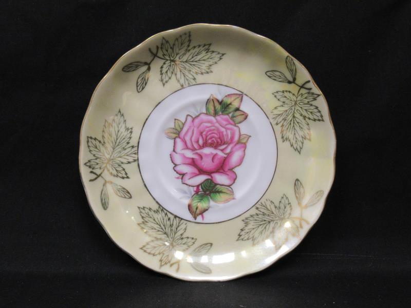 Vtg Royal Halsey Very Fine China and Cup Saucer Pearlescent White Yellow Rose