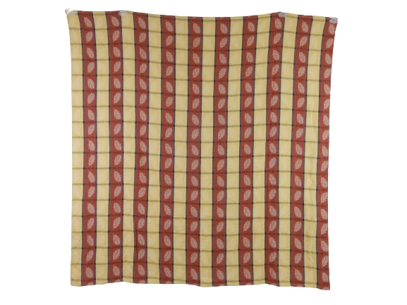 Crate & Barrel Leaf Jacquard Plaid Table Cloth Fall Autumn Orange Yellow