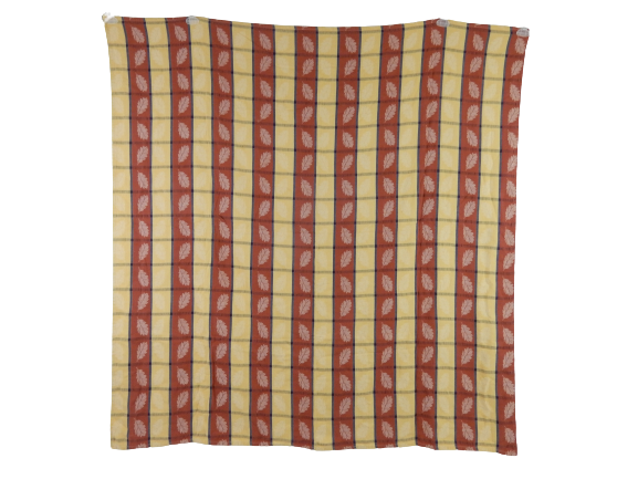 Crate & Barrel Leaf Jacquard Plaid Table Cloth Fall Autumn Orange Yellow
