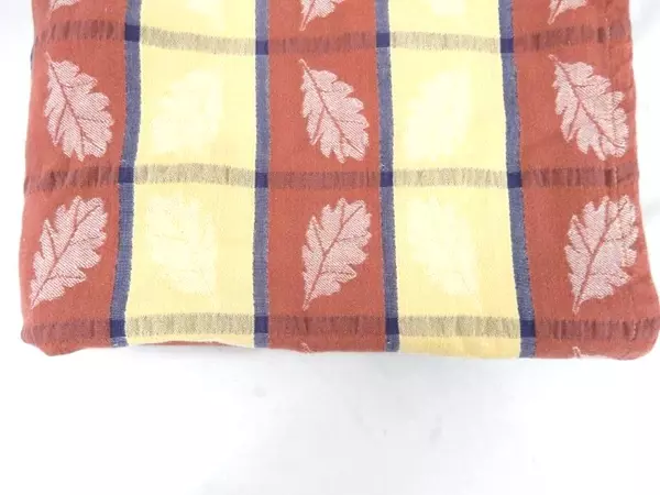 Crate & Barrel Leaf Jacquard Plaid Table Cloth Fall Autumn Orange Yellow