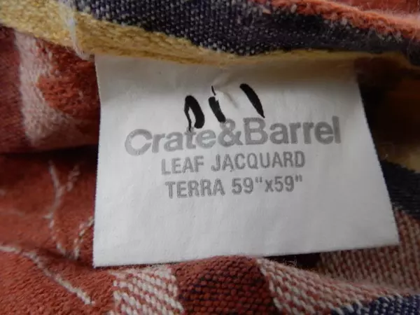 Crate & Barrel Leaf Jacquard Plaid Table Cloth Fall Autumn Orange Yellow